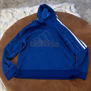 adidas Blue Kids Hoodie with White Stripes